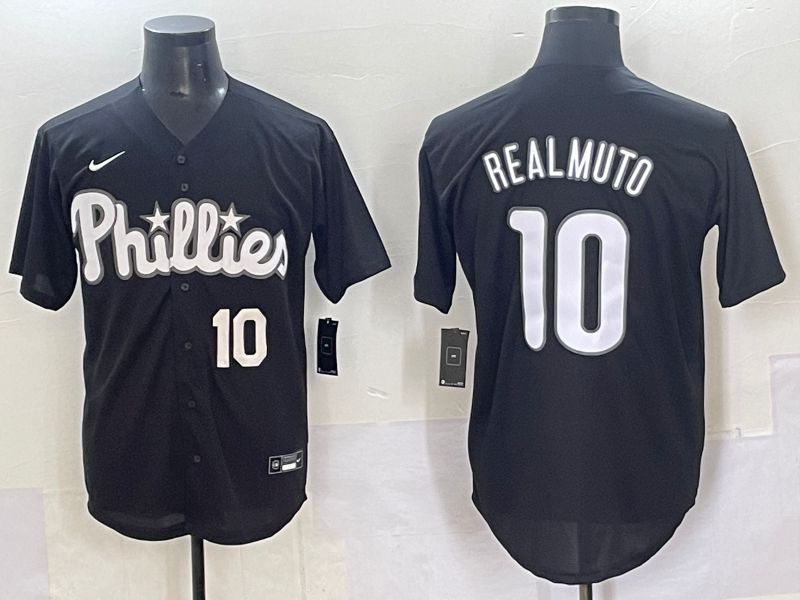 Men 2025 Philadelphia Phillies #10 Realmuto Black Fashion Nike MLB Jersey style 7093->philadelphia phillies->MLB Jersey